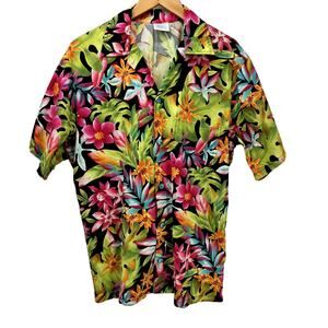 Hallelujah Hawaiian Shirt Mens Medium Short Sleeve Button Up Tropical Floral